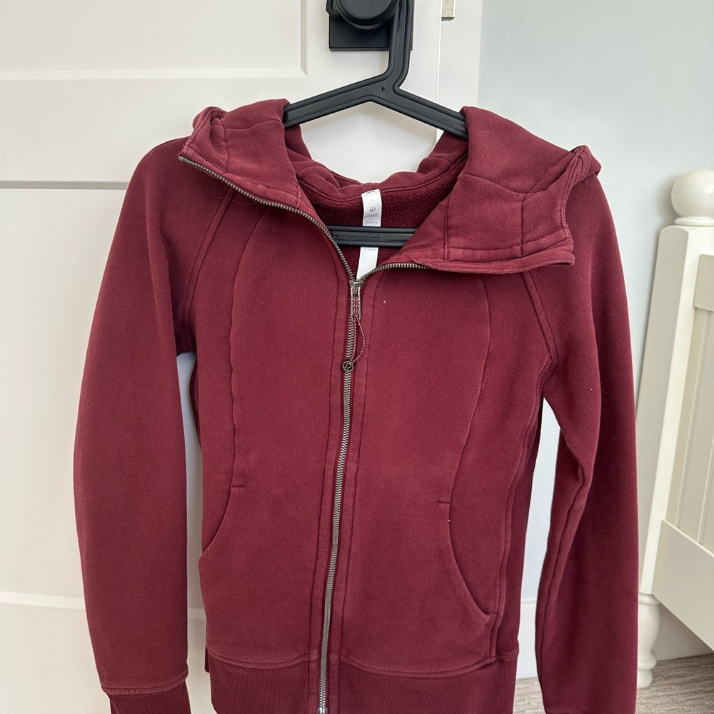 Lululemon Athletica Maroon Hoodie Sweatshirt with Full-Length Zipper